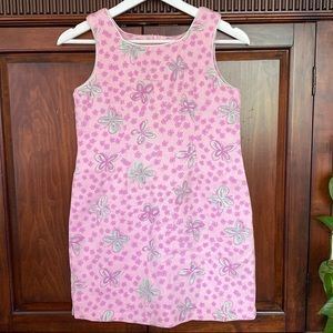 Lilly Pulitzer vintage shift dress white tag pink and green butterflies